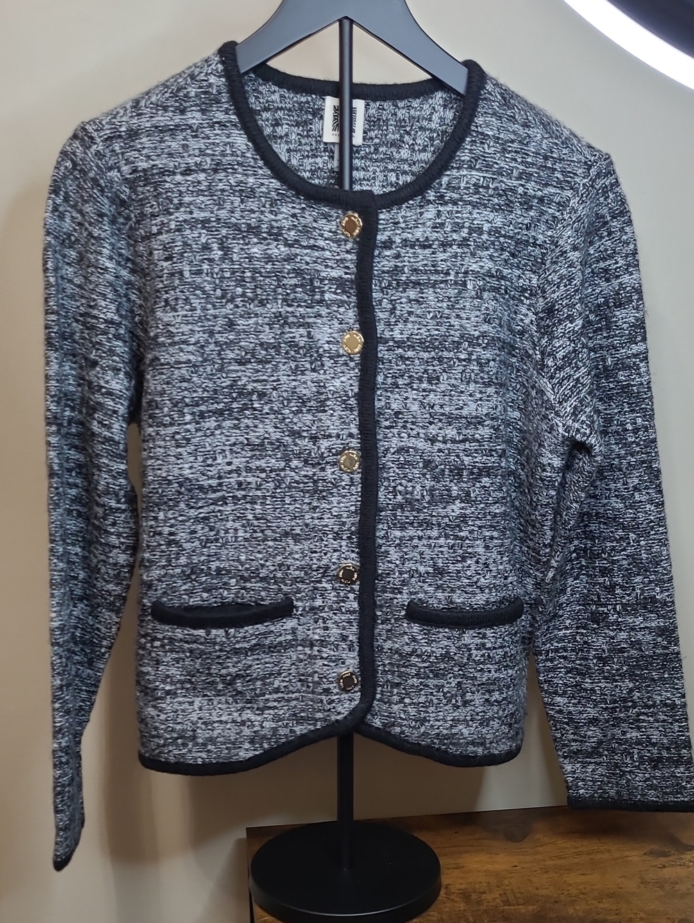 NWT Anne Klein Black Blend Button Front Sweater Jacket size Small